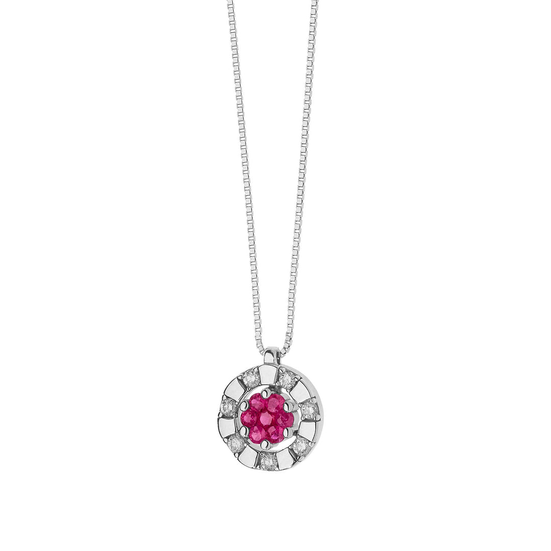 Collier Comete en or blanc avec Diamants et Rubis GLB1376
