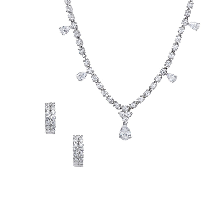 Comete Choker and Earrings in 925‰ Silver and white teardrop Zircons KIT267199