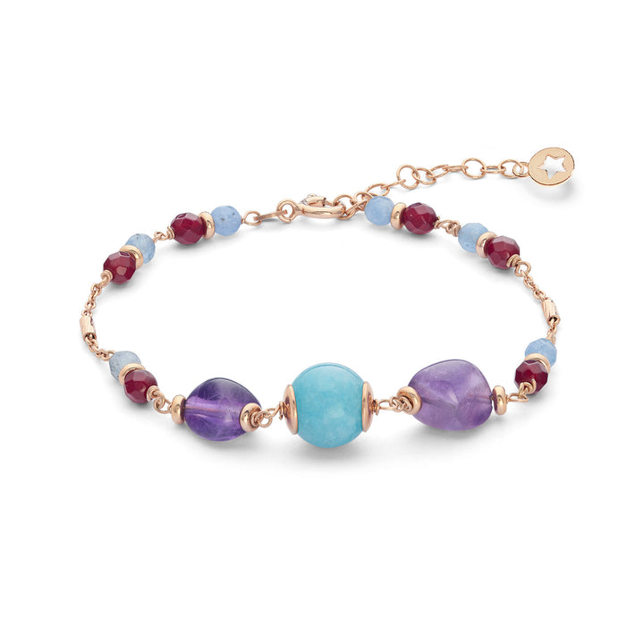 Comete 925‰ Silver Bracelet with colored Amethyst, Jade and Agate BRA274