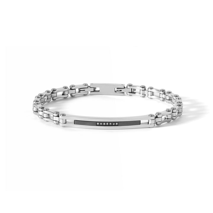 Bracelet Comete en Acier PVD noir et Zircons UBR662N