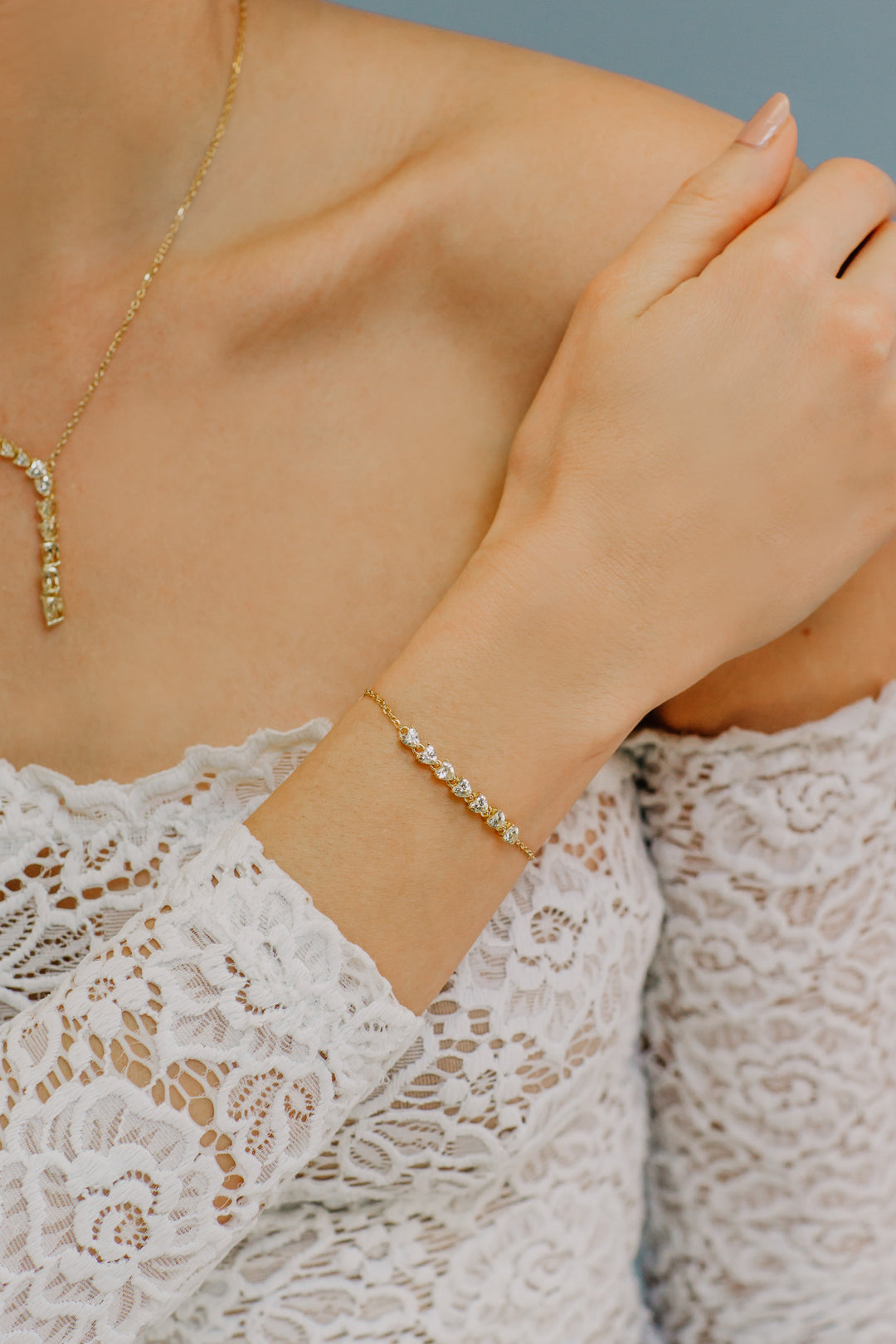 Bracelet Comète Coeurs en Argent Dégradé BRA235