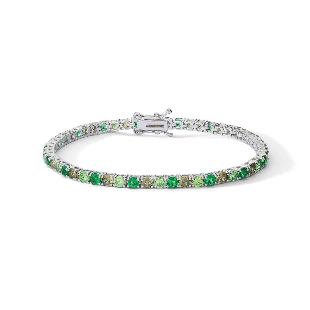 Comete-Silberarmband mit Smaragd- und Peridot-Zirkonen BRA266M18