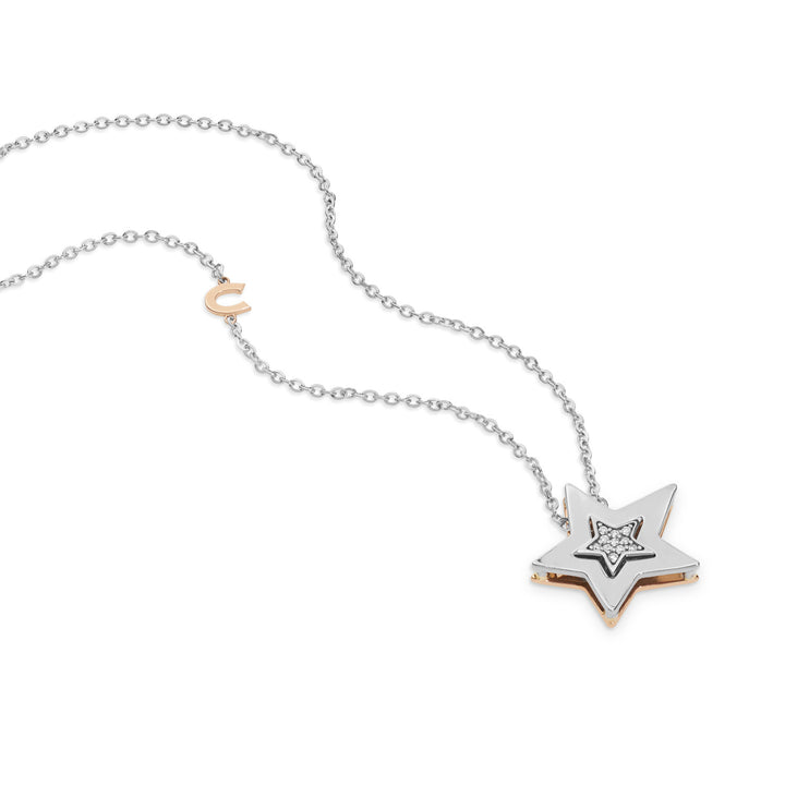Comete-Halskette aus Weiß- und Roségold mit Diamanten GLB1447