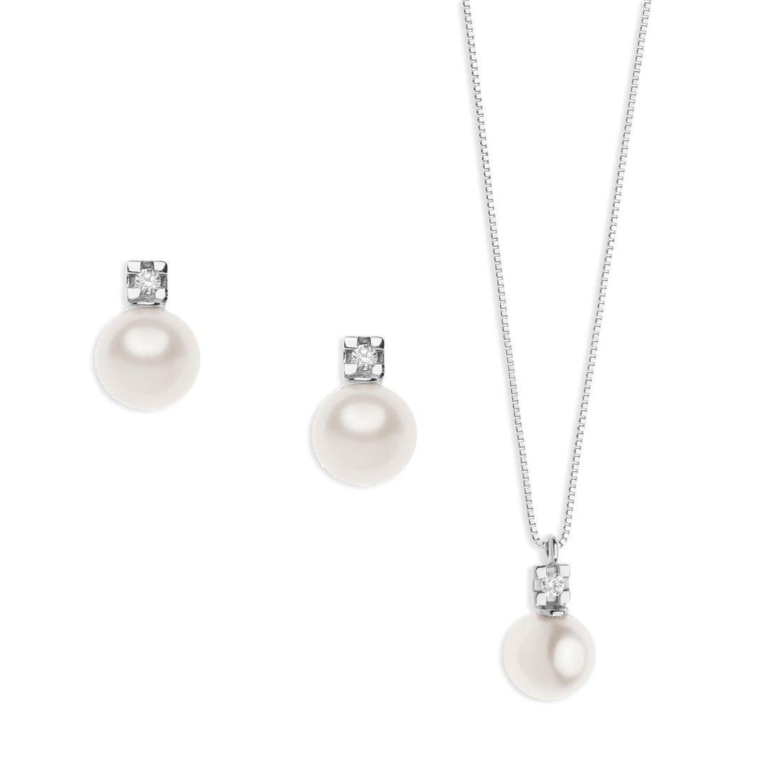 Comete Collana e Orecchini Storia di luce con Perla Oro e Diamante KIT566698