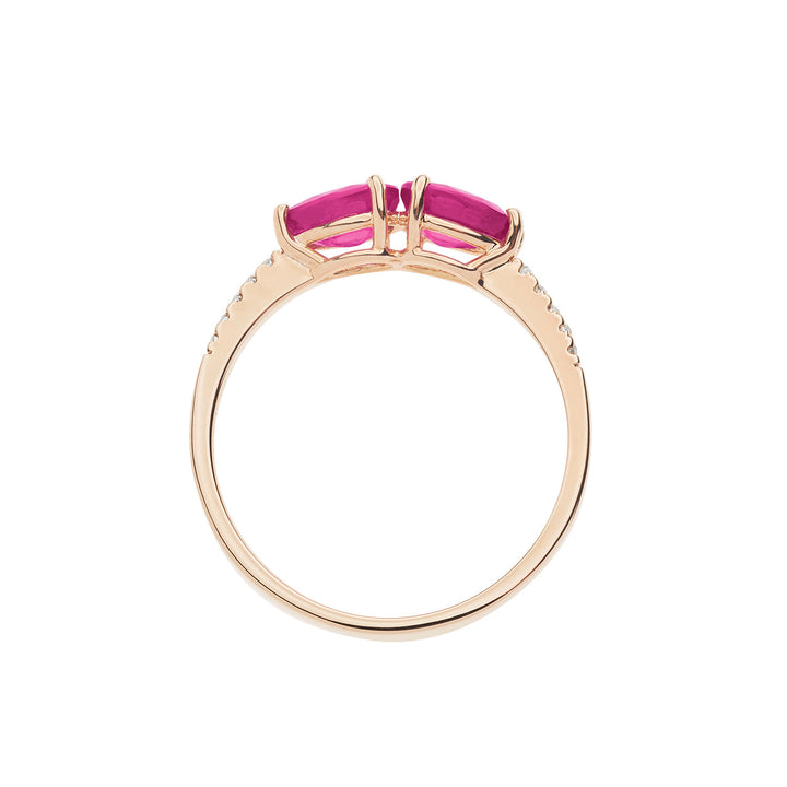 Comete-Ring aus Roségold mit Diamant- und Rubintropfen ANB2636