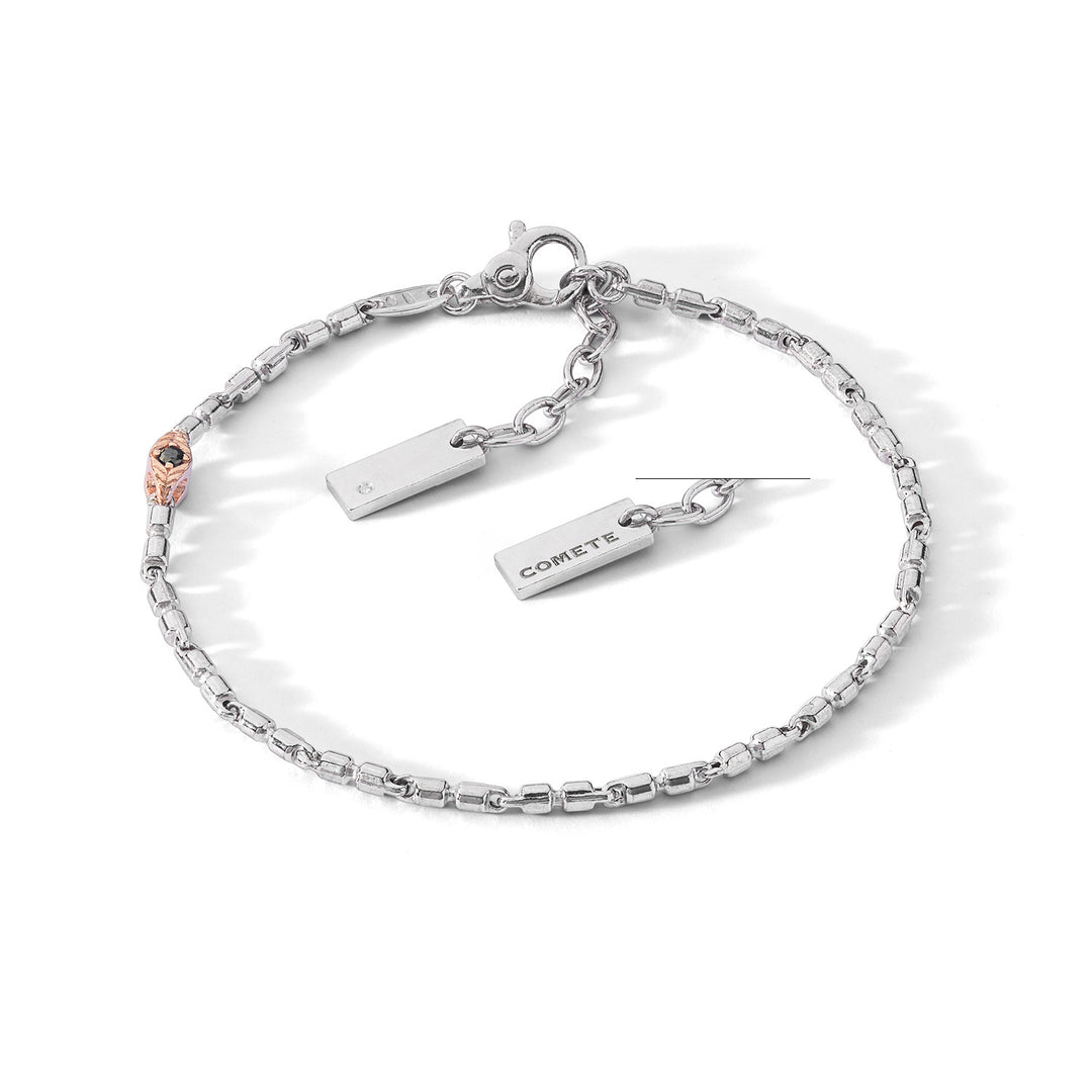 Bracelet Comete en Argent poli et rosé, Diamant et Spinelles noires UBR1260