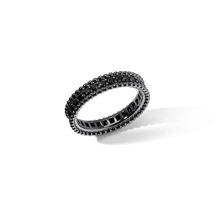 Comete-Ring aus 925‰ Rutheniumsilber mit schwarzen Zirkonen UAN133M18