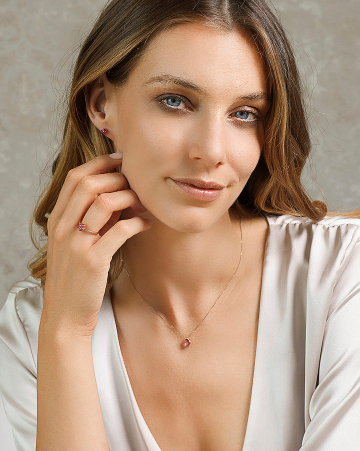 Collier Comete en or rose avec Topaze Rose Ovale GLB1643