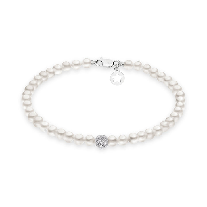 Comete Bracciale Filo Perle Acquadolce in Oro e sfera Diamantata BRQ196B