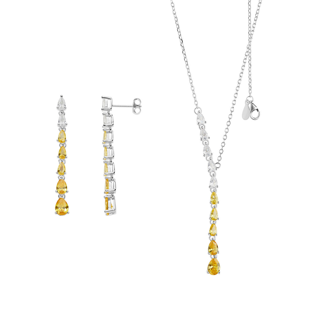 Comete Tennis Drops Halskette und Ohrringe Degradé-Champagner KIT242191