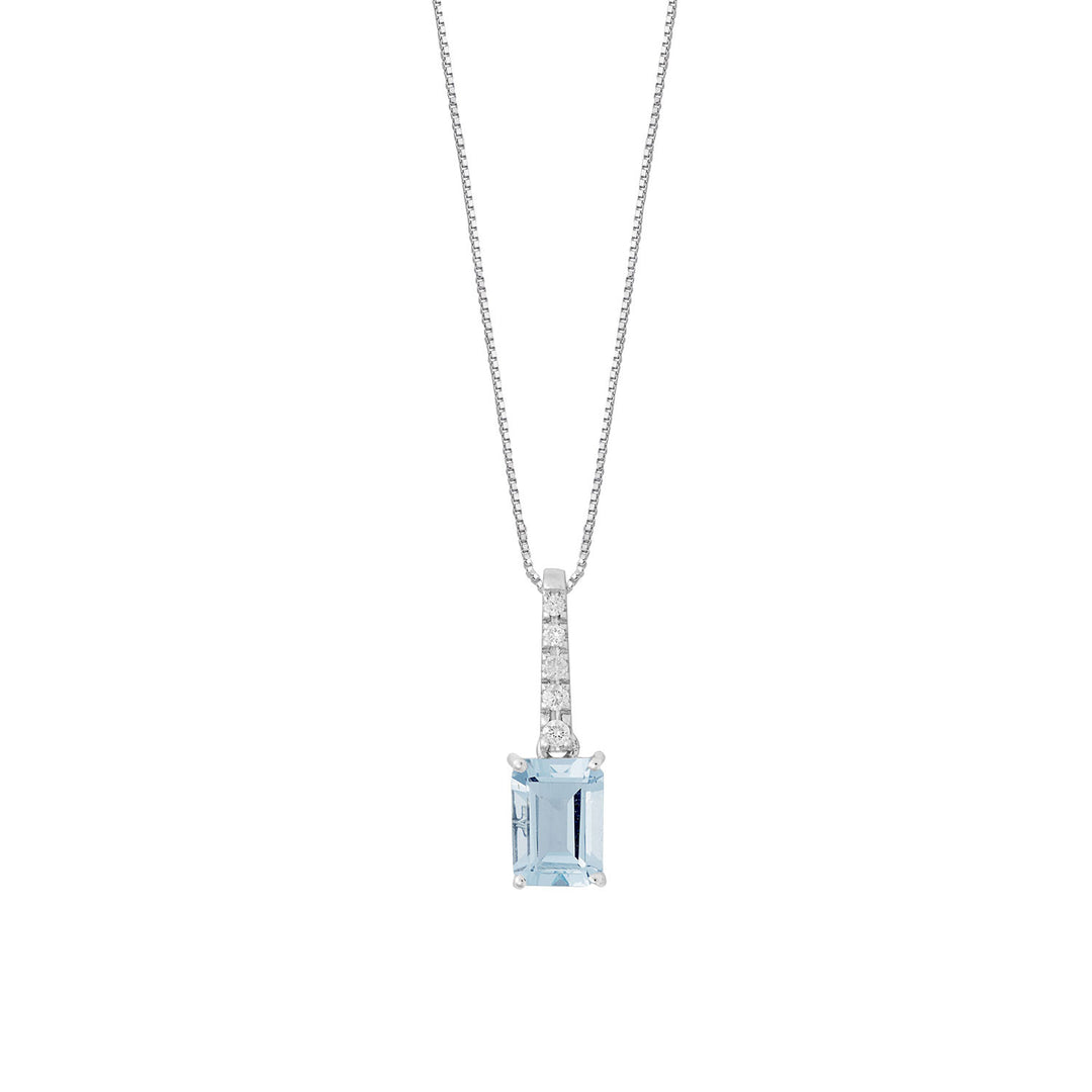 Collier aigue-marine octogonale Comete en or et diamants GLQ318