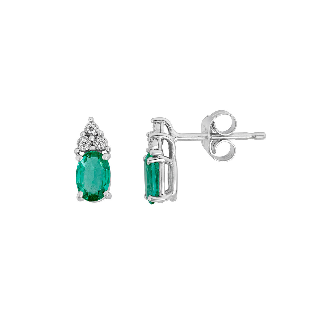 Comete Orecchini in Oro bianco con Diamanti e Smeraldi ovali ORB1122S3