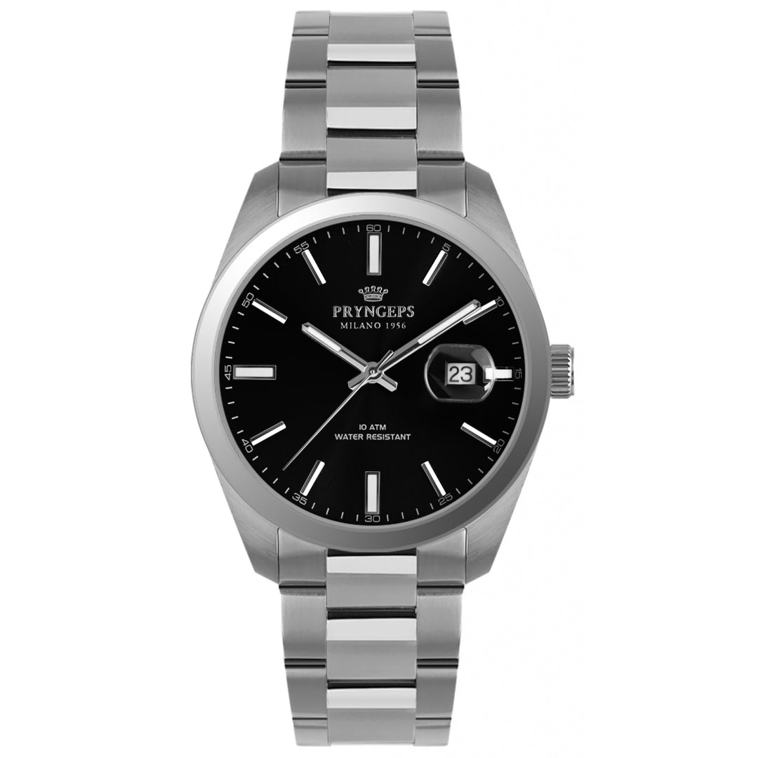 Pryngps Turin 39 mm Black Quartz Steel A1071 NE