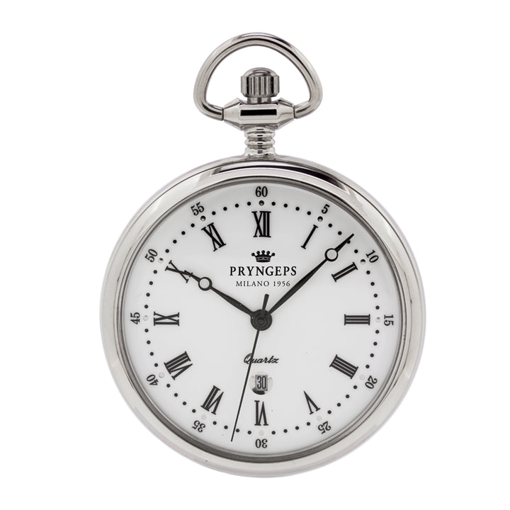 Pryngps Pocket Watch 50 mm weiße Handbuch Ladung Stahl T087