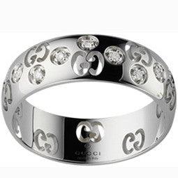 Gucci anello Icon Bold oro bianco 18kt e brillanti misura 15 246484 J8540 9066