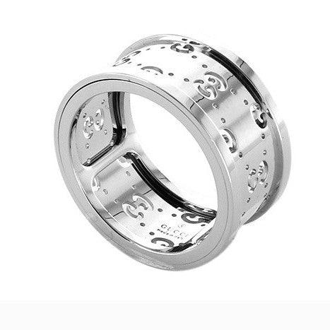 Gucci anello Icon Twirl GG oro bianco 18kt misura 13 201985 J8500 9000