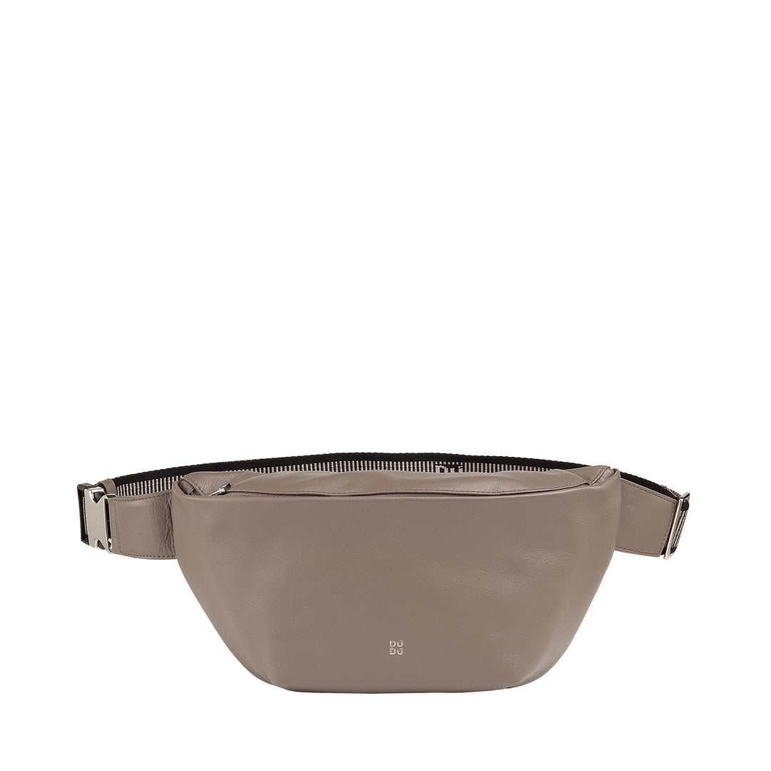 DUDU Sac banane en cuir véritable pour homme et femme avec sangle réglable, design spacieux et élégant, sac banane à 3 fermetures éclair
