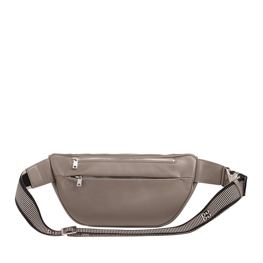 DUDU Sac banane en cuir véritable pour homme et femme avec sangle réglable, design spacieux et élégant, sac banane à 3 fermetures éclair