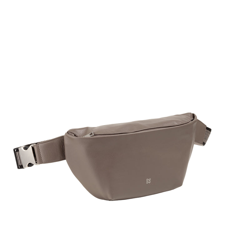 DUDU Sac banane en cuir véritable pour homme et femme avec sangle réglable, design spacieux et élégant, sac banane à 3 fermetures éclair