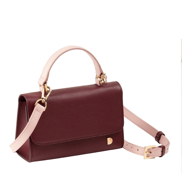 DUDU Borsa Donna Piccola in Vera Pelle Made in Italy, Borsa a Mano e Tracolla, Pelle Pieno Fiore o Scamosciata - Mini Bag con Tracolla Regolabile e Rimovibile, Patta con Chiusura Magnetica