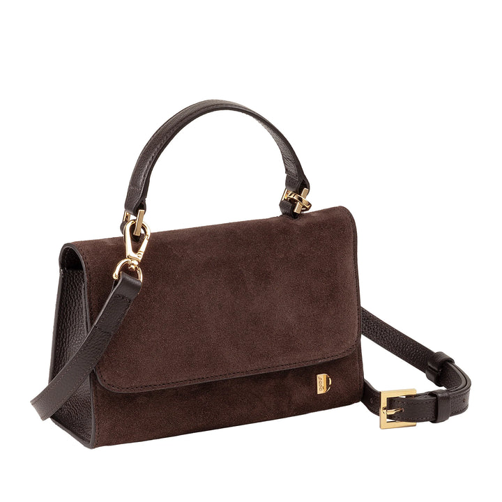 DUDU Borsa Donna Piccola in Vera Pelle Made in Italy, Borsa a Mano e Tracolla, Pelle Pieno Fiore o Scamosciata - Mini Bag con Tracolla Regolabile e Rimovibile, Patta con Chiusura Magnetica