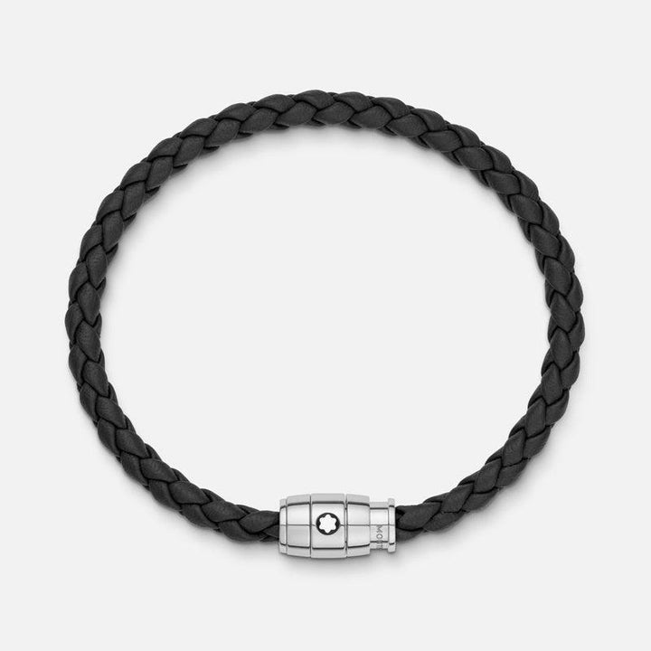 Montblanc bracciale pelle intrecciata nera chiusura a 3 anelli misura S 13089560 - Capodagli 1937