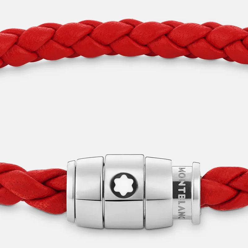 Montblanc bracciale pelle intrecciata rossa chiusura a 3 anelli misura M 13090263 - Capodagli 1937