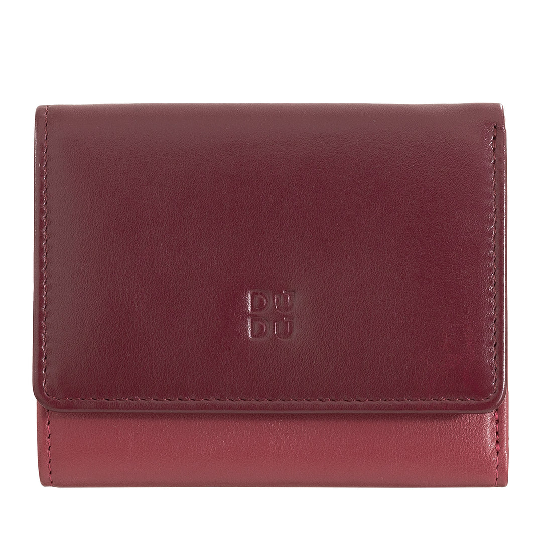 DuDu Portefeuille pour femme en cuir RFID avec porte-monnaie Clic Clac Compact 8 Porte-cartes