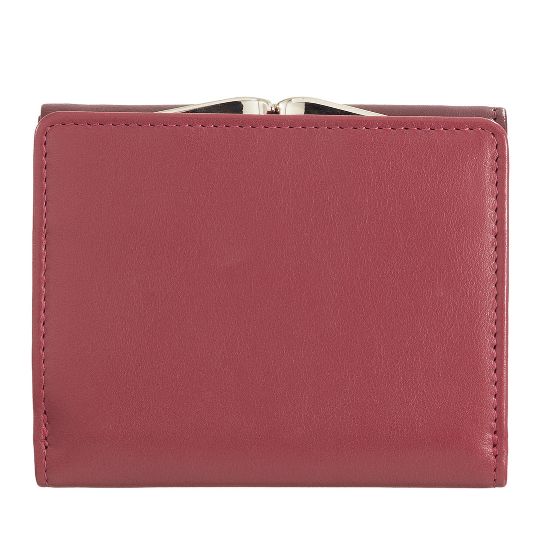 DuDu Portefeuille pour femme en cuir RFID avec porte-monnaie Clic Clac Compact 8 Porte-cartes