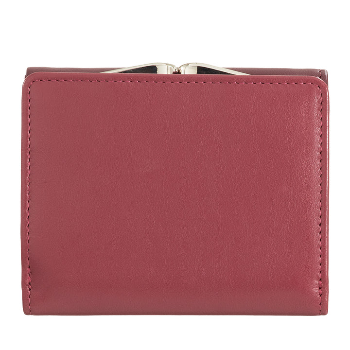 DuDu Portefeuille pour femme en cuir RFID avec porte-monnaie Clic Clac Compact 8 Porte-cartes