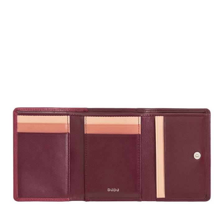 DuDu Portefeuille pour femme en cuir RFID avec porte-monnaie Clic Clac Compact 8 Porte-cartes