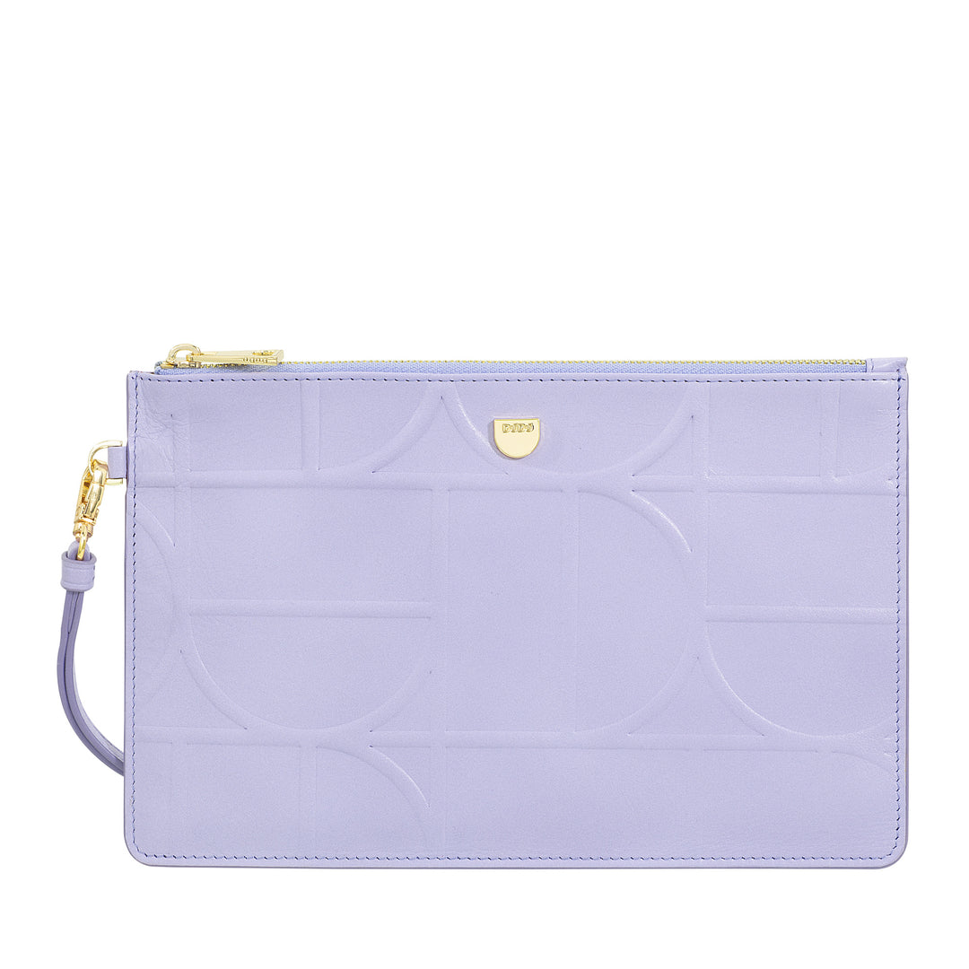 DUDU Grande Pochette Donna in Pelle Stampata da Polso, Pochette a Mano con Laccetto – Elegante, Spaziosa e Pratica per Carte, Banconote e Monete