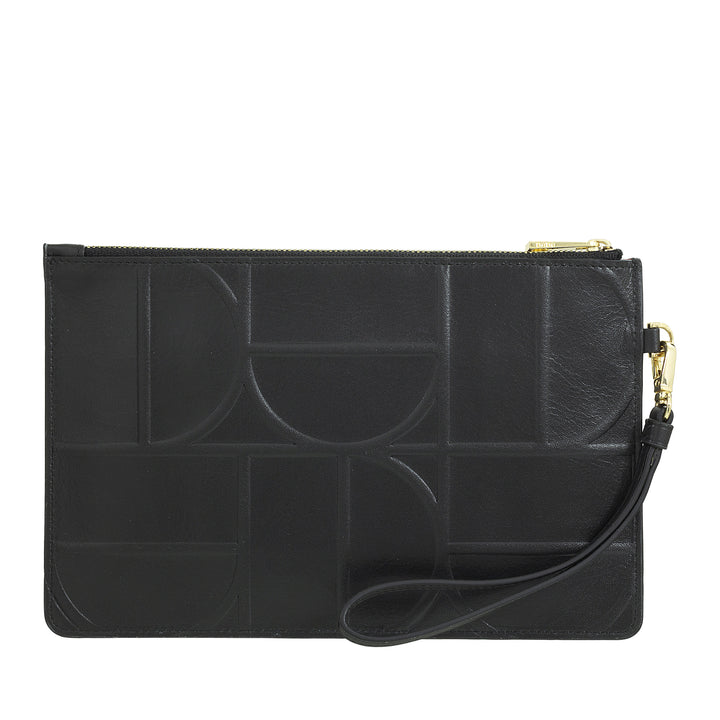 DUDU Grande Pochette Donna in Pelle Stampata da Polso, Pochette a Mano con Laccetto – Elegante, Spaziosa e Pratica per Carte, Banconote e Monete