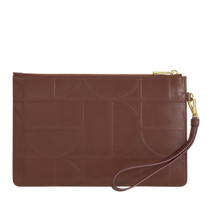 DUDU Grande Pochette Donna in Pelle Stampata da Polso, Pochette a Mano con Laccetto – Elegante, Spaziosa e Pratica per Carte, Banconote e Monete