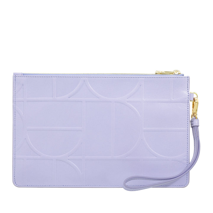 DUDU Grande Pochette Donna in Pelle Stampata da Polso, Pochette a Mano con Laccetto – Elegante, Spaziosa e Pratica per Carte, Banconote e Monete