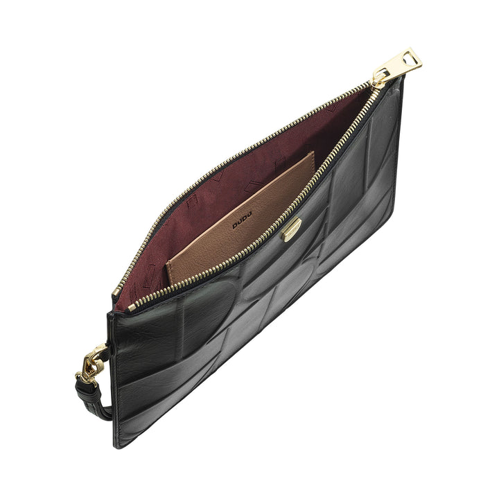 DUDU Grande Pochette Donna in Pelle Stampata da Polso, Pochette a Mano con Laccetto – Elegante, Spaziosa e Pratica per Carte, Banconote e Monete