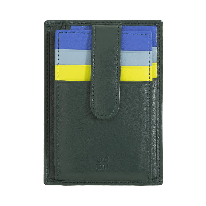 DUDU Porta Carte di Credito in Pelle Multicolore Sottile Slim Uomo Donna con 9 Slot e Chiusura di Sicurezza