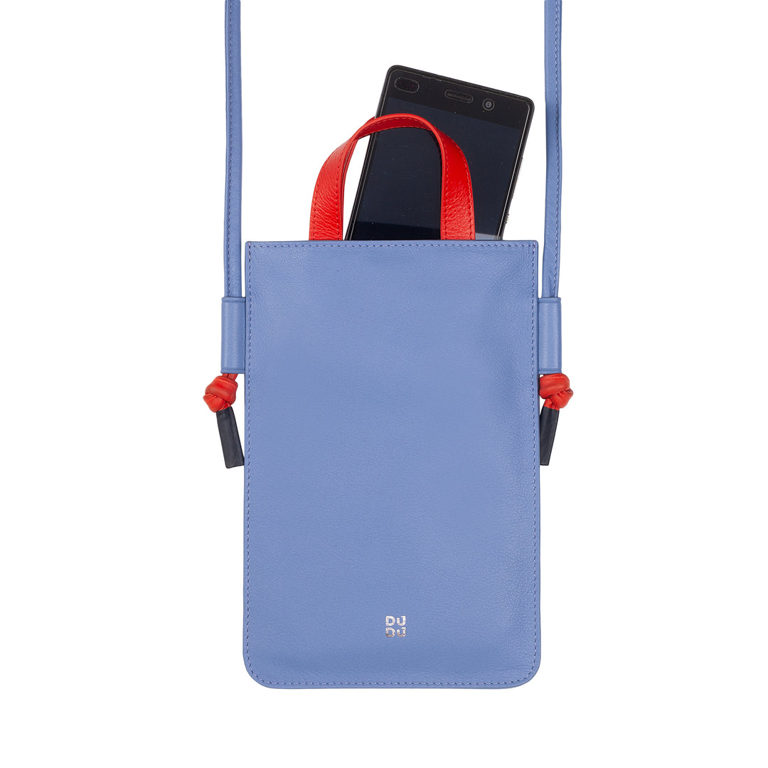 DUDU shoulder bag for real leather mobile phone, smartphone holder with an elegant shoulder neck, a colorful phone bag