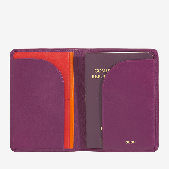 DUDU Travel Leather Passport Holder Case with RFID Protection and Credit Card Holder