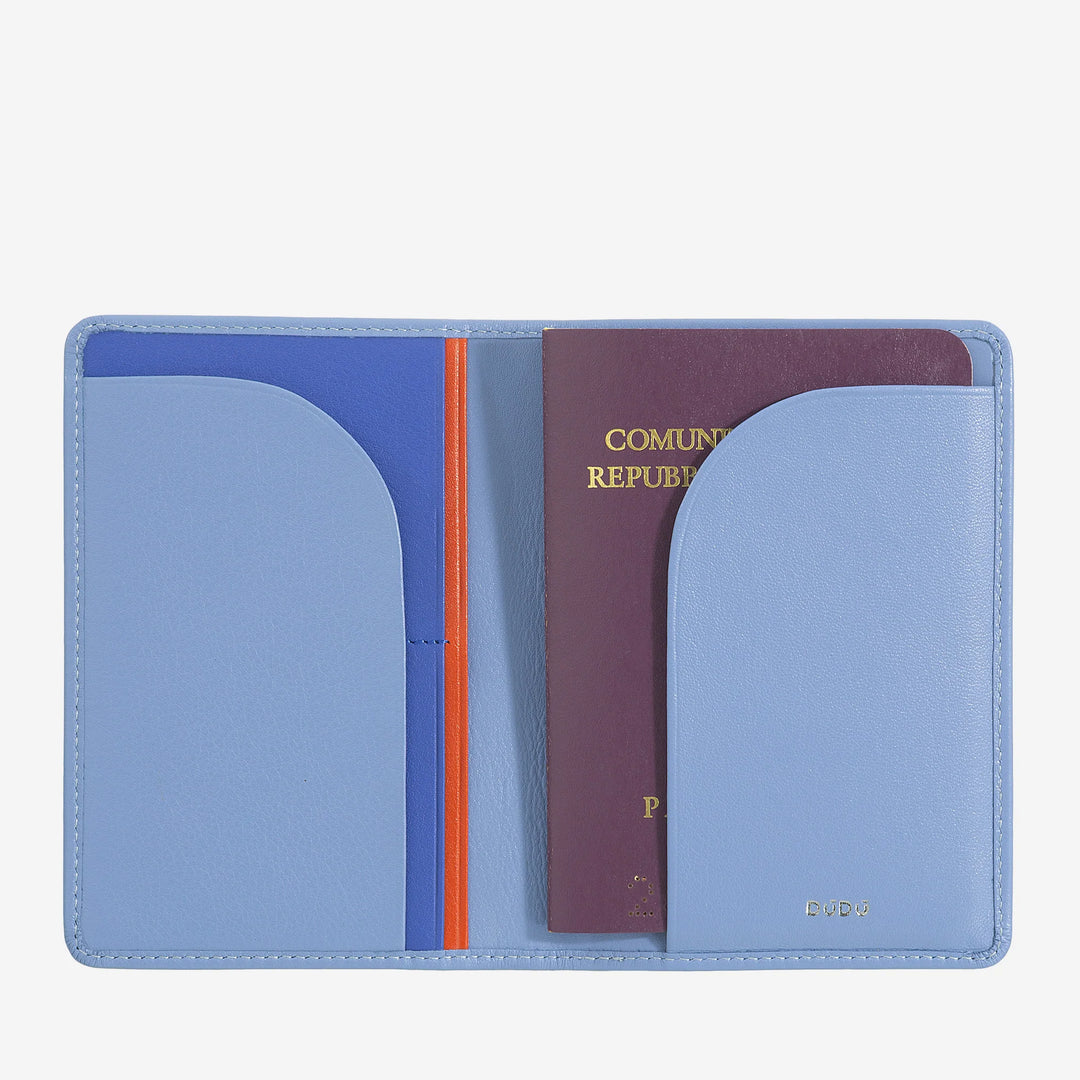 DUDU Travel Leather Passport Holder Case with RFID Protection and Credit Card Holder