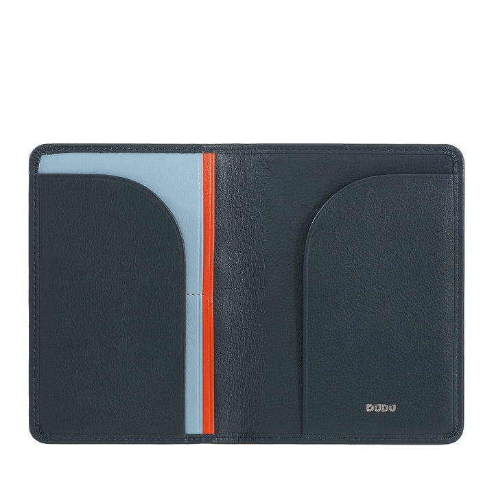 DUDU Travel Leather Passport Case with RFID Protection and Credit Card Holder