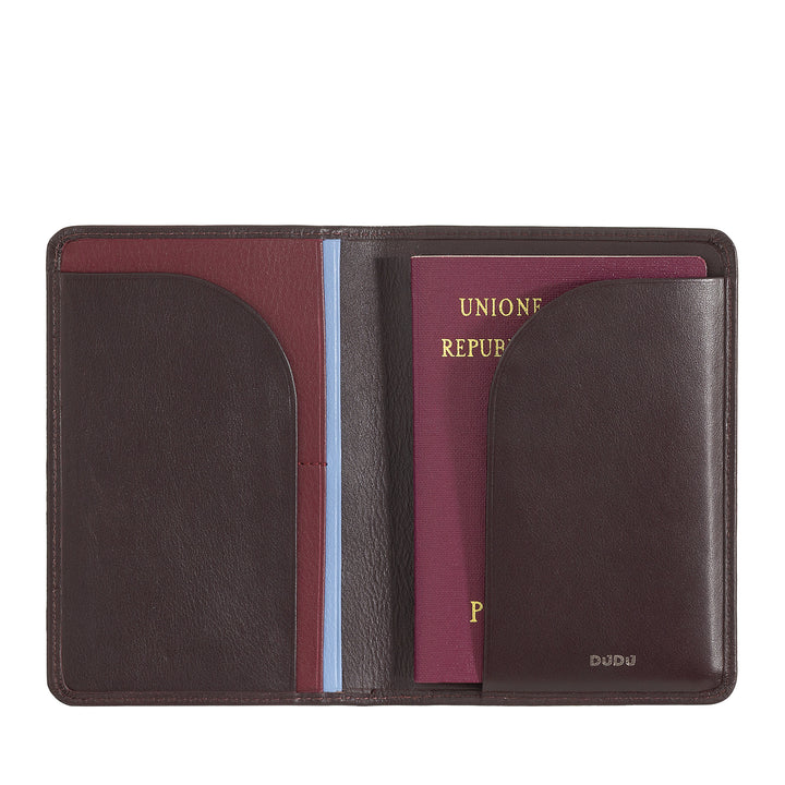 DUDU Case Porta Passport in Travel Leather with RFID protection and credit card holder