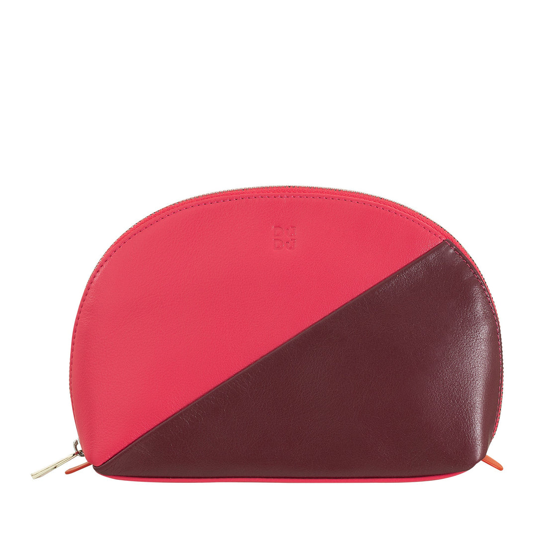 DUDU Make-up-Halter-Clutch aus Leder-Reisetasche mit mehrfarbigem Reißverschluss