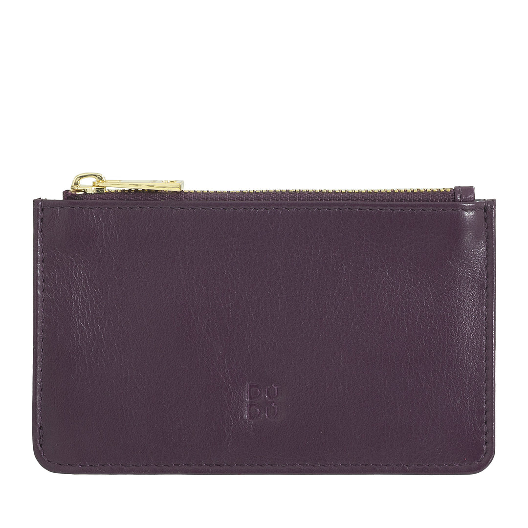 Dudu Credit Card Menu Holder femme en cuir, petit portefeuille mince, support de titulaire de Tessere, avec fermeture à glissière