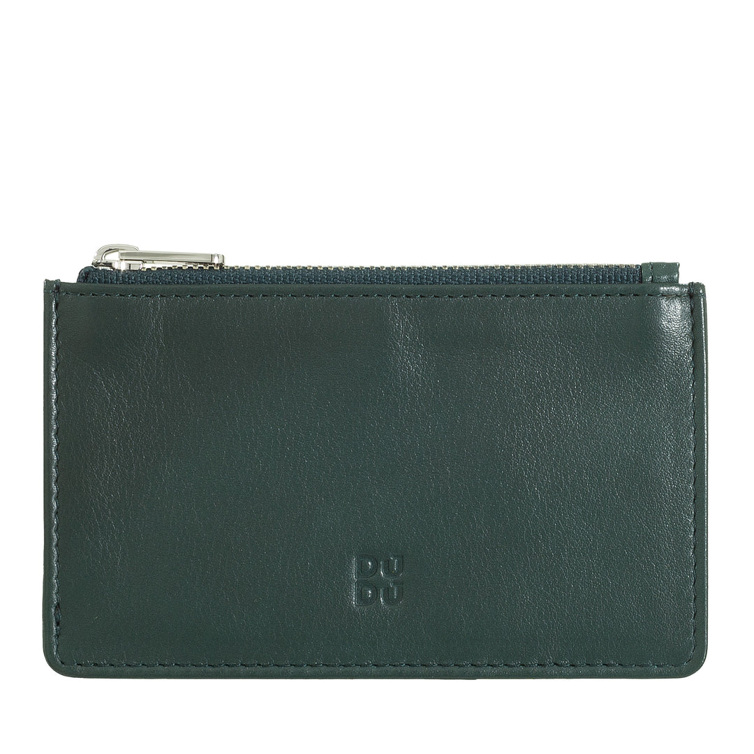 DUDU Credit Card menu holder woman in leather, small thin wallet, 4 holder tessere holder, with zipper closure