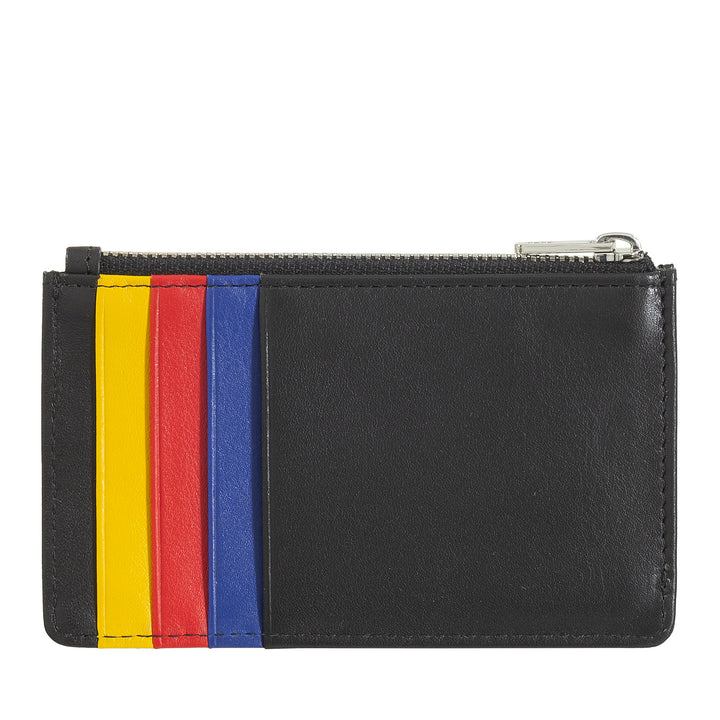 Dudu Credit Card Menu Holder femme en cuir, petit portefeuille mince, support de titulaire de Tessere, avec fermeture à glissière