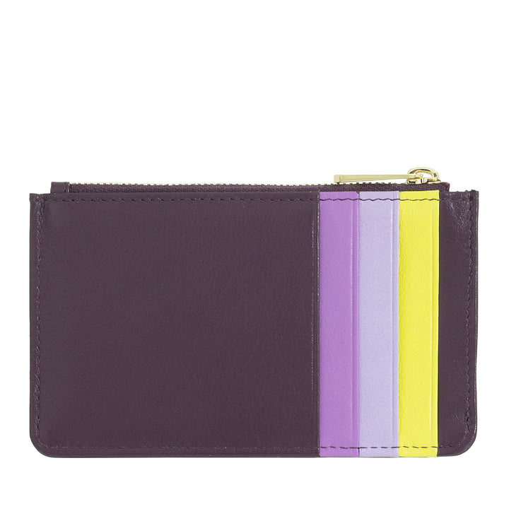 Dudu Credit Card Menu Holder femme en cuir, petit portefeuille mince, support de titulaire de Tessere, avec fermeture à glissière