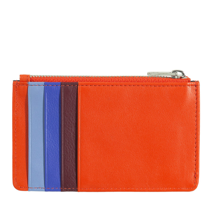 DUDU Credit Card menu holder woman in leather, small thin wallet, 4 holder tessere holder, with zipper closure