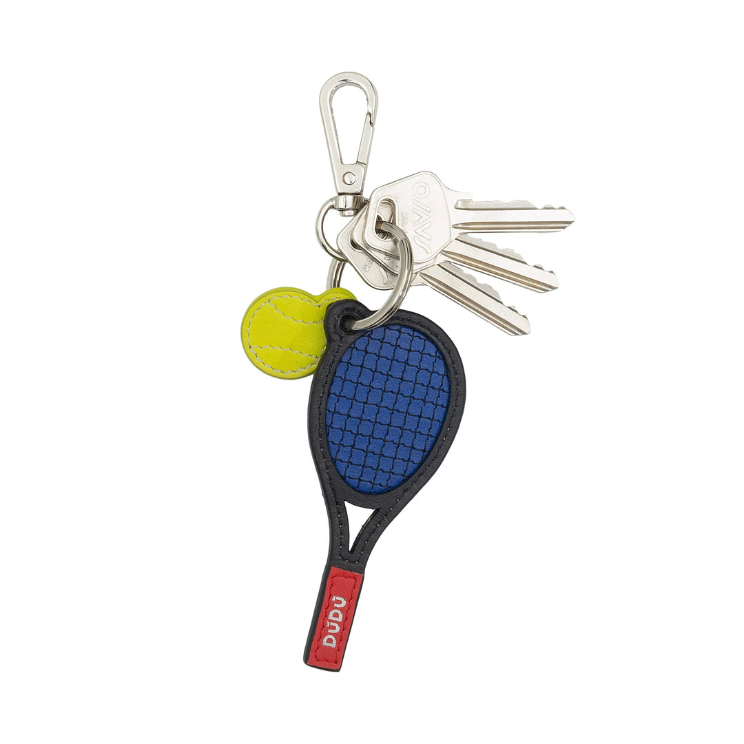 DUDU Porte-clés de raquette de tennis en cuir avec mousqueton – Porte-clés de sport de tennis pour clés, sac ou sac à dos
