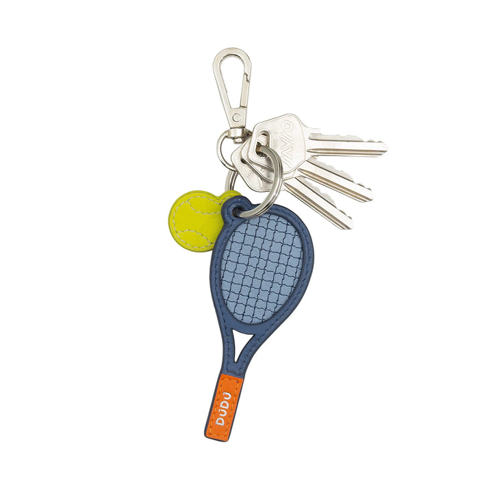 DUDU Porte-clés de raquette de tennis en cuir avec mousqueton – Porte-clés de sport de tennis pour clés, sac ou sac à dos